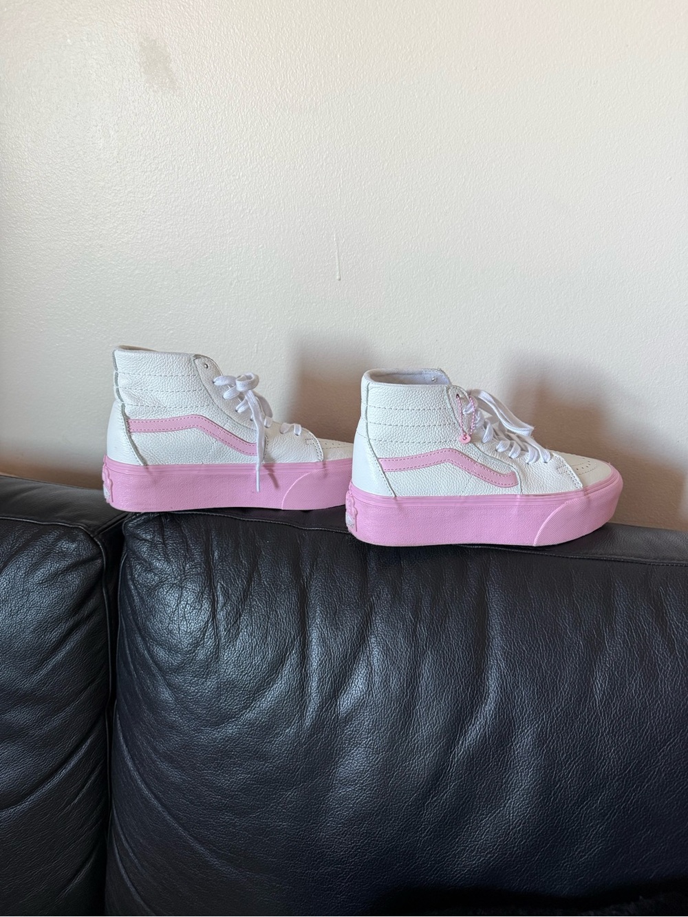Vans and Barbie Women's White and Pink High-Top Sneakers